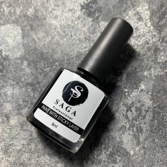 Stamping Paint Black with sticky layer 8ml Saga Professional