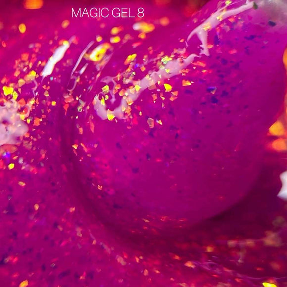 Saga Magic Gel №08 Dark magenta with holographic foil 15ml