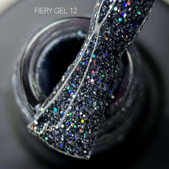Saga Fiery Gel Polish №12 Anthracite with Holographic Glitter 10ml