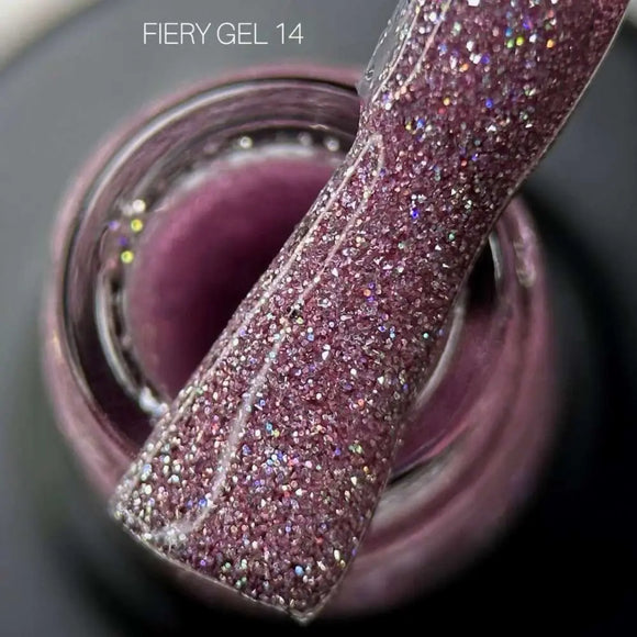 Saga Fiery Gel Polish №14 Radiant Orchid con glitter Holographic 10ml