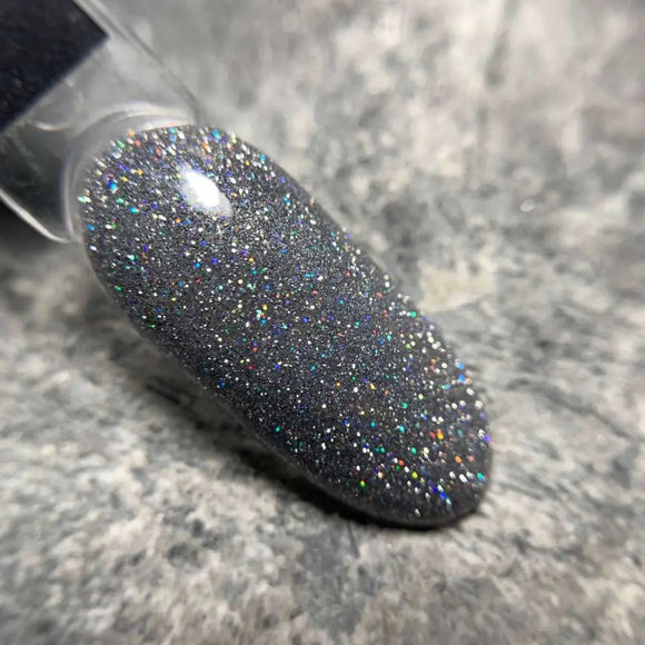 Saga Fiery Gel Polish №15 Gray with holographic glitter 10ml