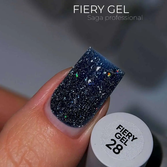 Saga Fiery Gel Polish №28 Azure with foil 10ml
