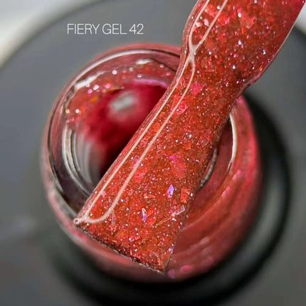 Saga Fiery Gel Polish №42 French Raspberry with foil 9ml