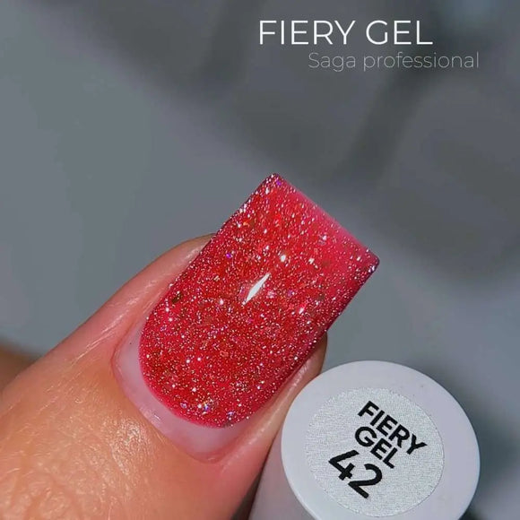 Saga Fiery Gel Polish №42 French Raspberry with foil 9ml