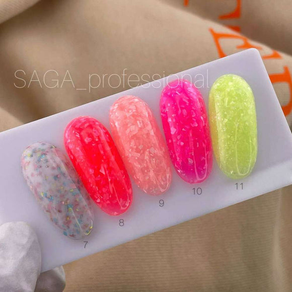 Saga Leaf Capa de base №09 Rosa melocotón con papel de plata 9ml