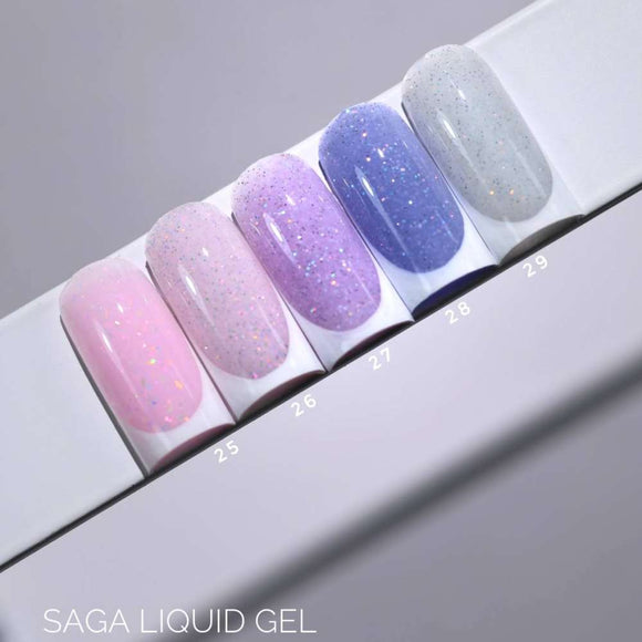 Saga Liquid Gel №28 Blue orchid with sparkles 15ml