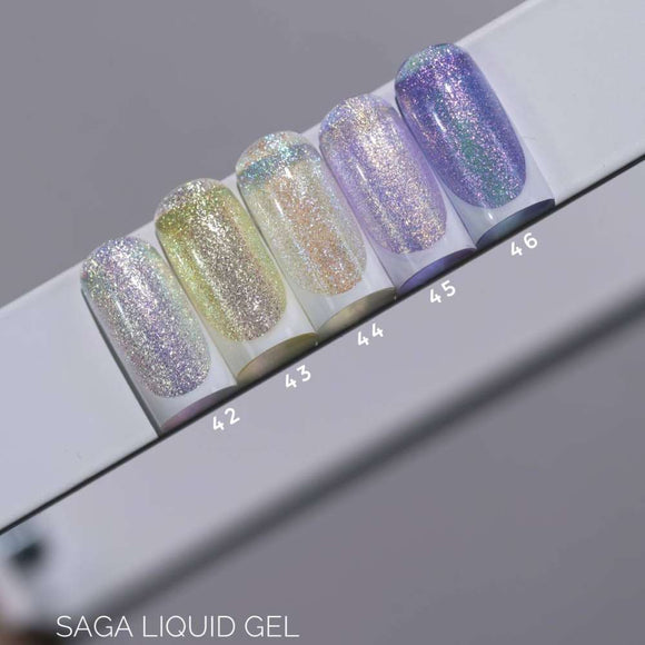 Saga Liquid Gel №46 Clear with violet-purple small foil 15ml