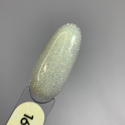 Saga Shimmer Base №16 Pale yellow with holographic glitter 15ml