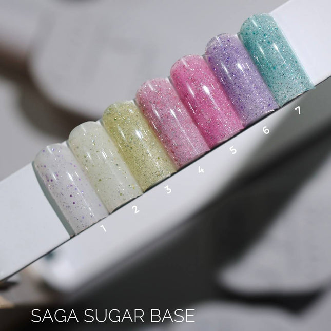 Saga Sugar Base №7 Teal with color glitter 10ml