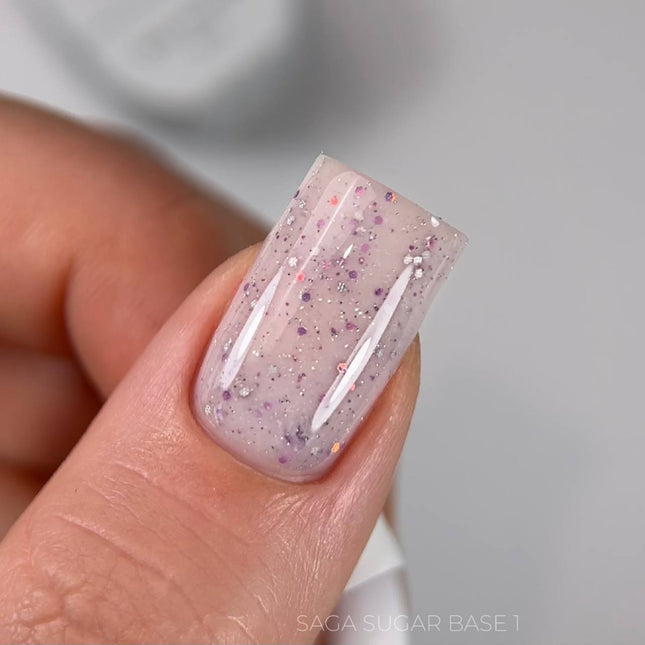 Saga Sugar Base №1 Milky with color glitter 10ml