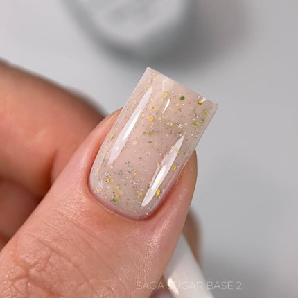 Saga Sugar Base №2 Milky cream with color glitter 10ml