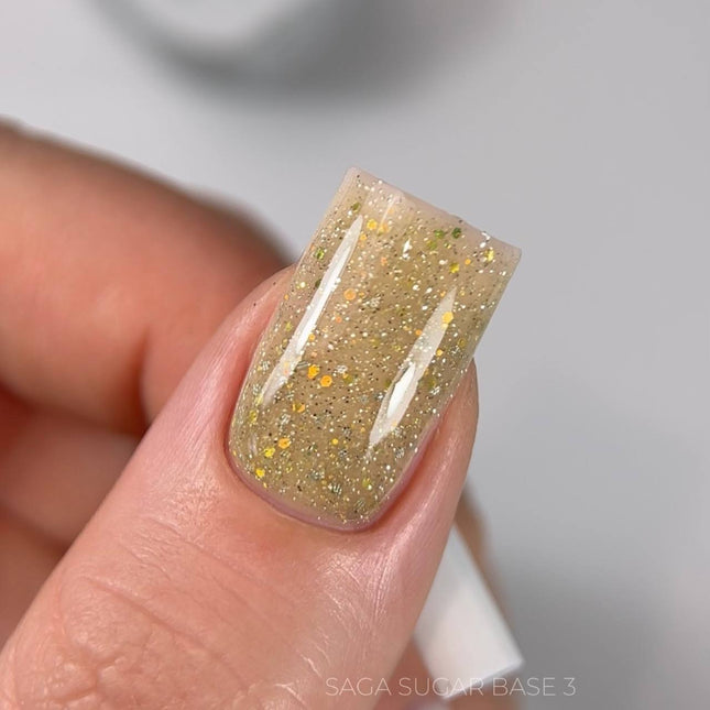 Saga Sugar Base №3 Brass with color glitter 10ml