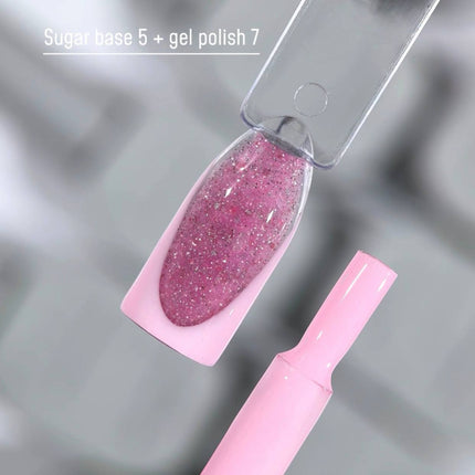 Saga Sugar Base №5 Crimson with color glitter 10ml