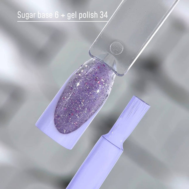 Saga Sugar Base №6 Lavender with color glitter 10ml