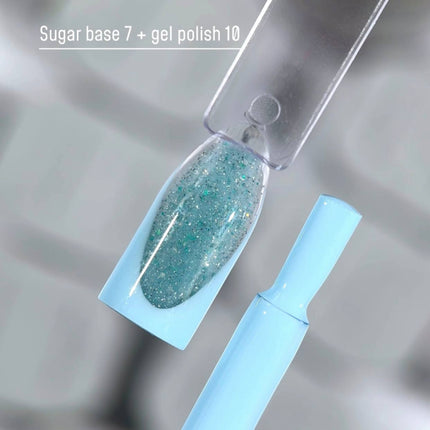 Saga Sugar Base №7 Teal with color glitter 10ml