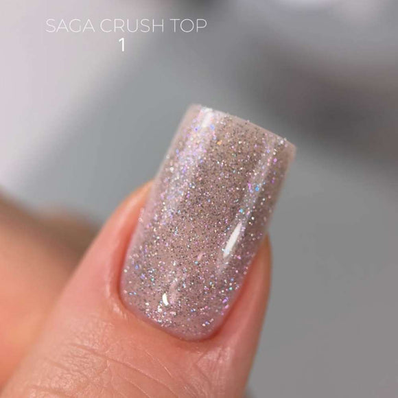 Saga Capa superior Crush №01 con brillo azul púrpura 9ml
