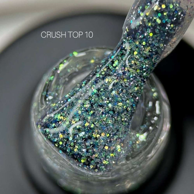 Soprabito Saga Crush №10 con scintille olografiche verde-oro 9ml