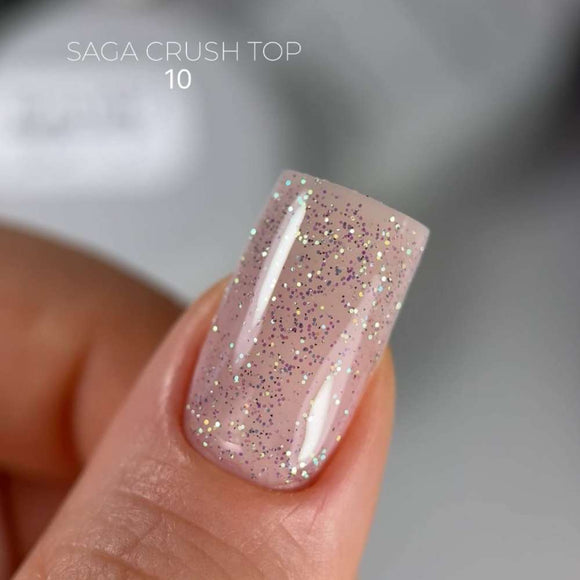 Saga Decklack Crush №10 mit grün-goldenen holografischen Glitzern 9ml