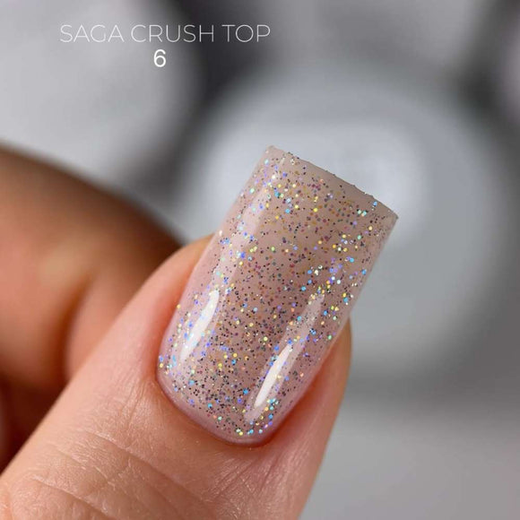 Saga Capa superior Crush №06 con destellos holográficos azules 9ml