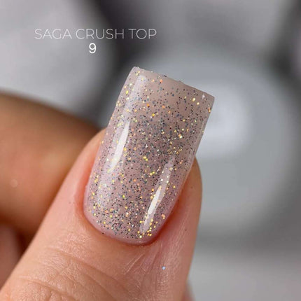 Saga Decklack Crush №09 mit bronzefarbenen holografischen Glitzern 9ml