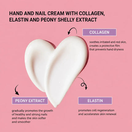 Hand- und Nagelcreme mit Kollagen, Elastin und Pfingstrosenextrakt Shelly 250 ml