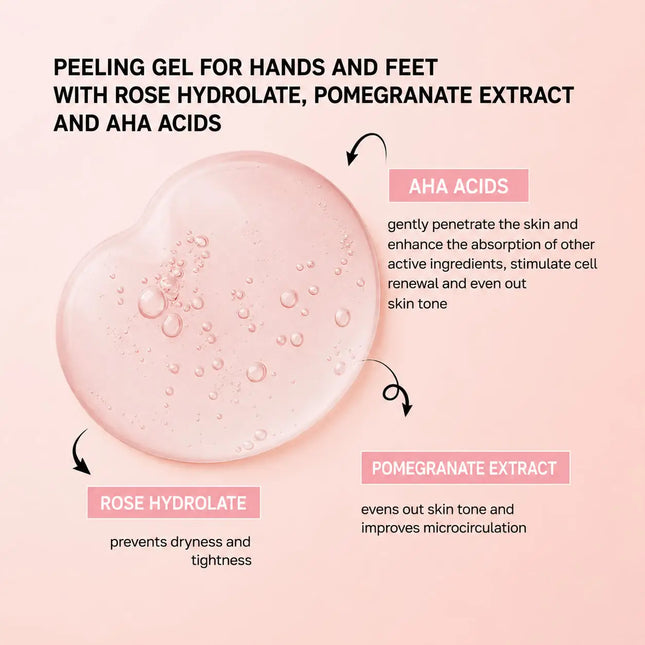 Peeling Gel für Hände & Füße mit Rosenhydrolat & Granatapfelextrakt Shelly 200 ml
