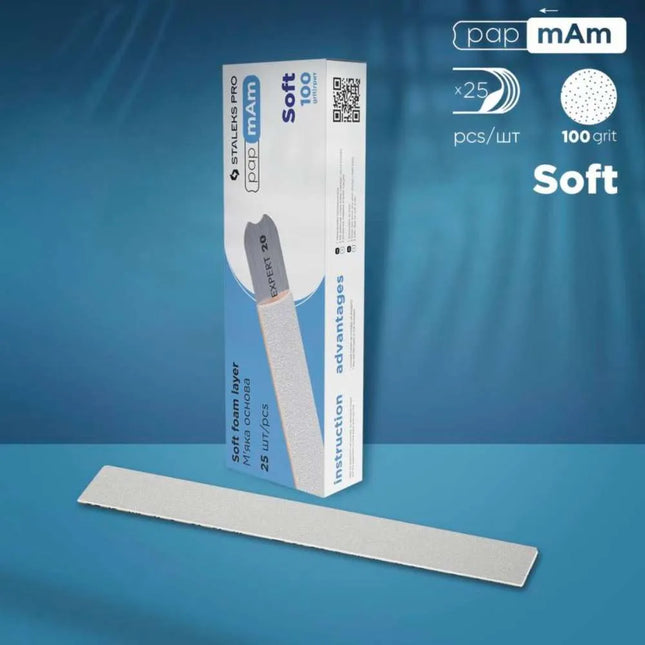 Disposable Files with soft foam papmAm Staleks Expert 22 100 grit 25 pcs