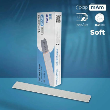 Fichiers jetables avec mousse douce papmAm Staleks Expert 20 grain 150, 25 pcs