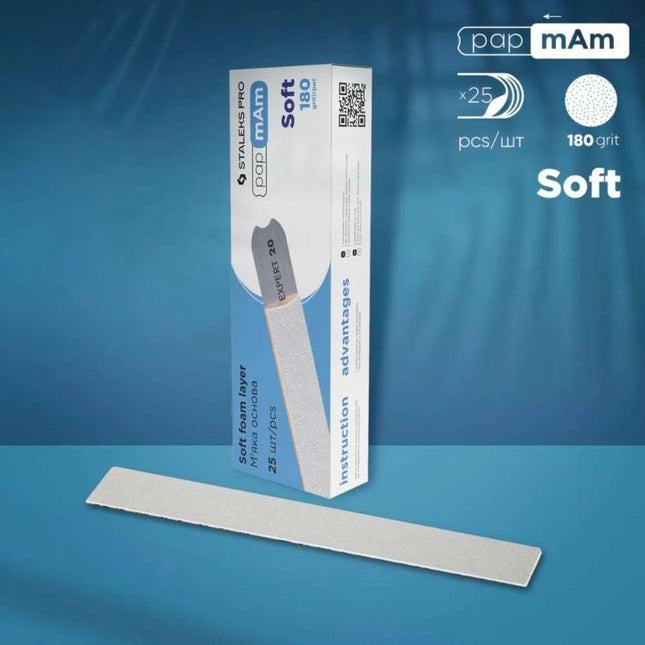 Disposable Files with soft foam papmAm Staleks Expert 22 180 grit 25 pcs