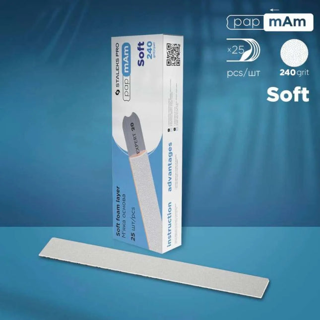 Disposable Files with soft foam papmAm Staleks Expert 22 240 grit 25 pcs