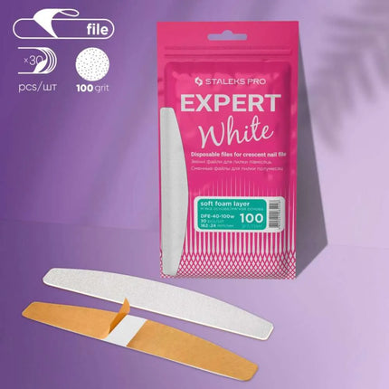 Lime usa e getta Crescent con strato di schiuma Staleks Expert 40 grana 100, 30 pezzi