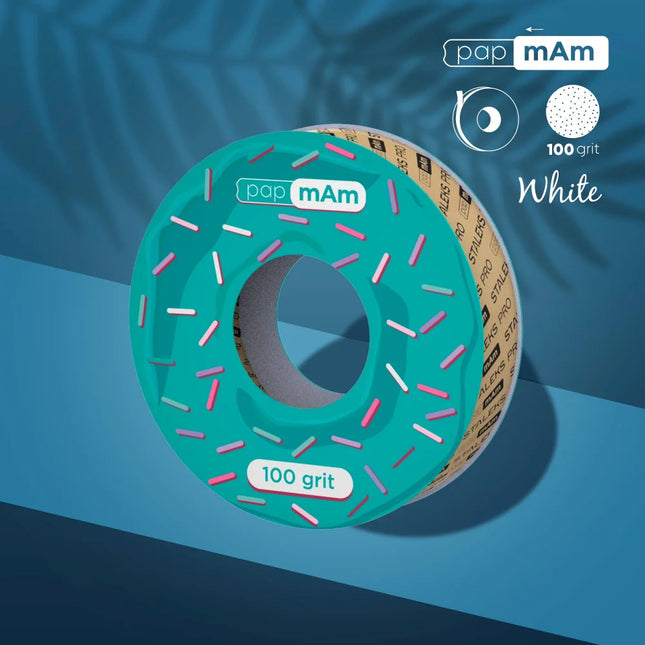 White disposable abrasive tape papmAm (without plastic case) Staleks Pro Expert 100 grit ATSC-100w - Disposable
