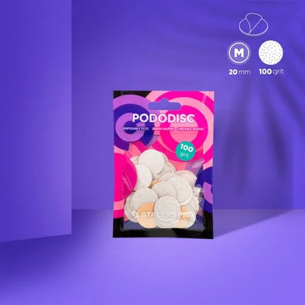 White refill pads for pedicure disc Pododisc Staleks Pro M 100 grit (50 pc) PDF-20-100w - Disposable files for pododisc