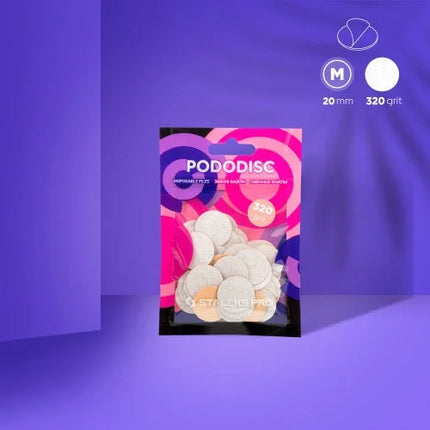 White refill pads for pedicure disc Pododisc Staleks Pro M 320 grit (50 pc) PDF-20-320w - Disposable files for pododisc